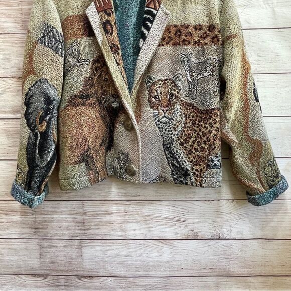 VINTAGE PAINTED PONY SAFARI PRINT BLAZER - Picture 4 of 14